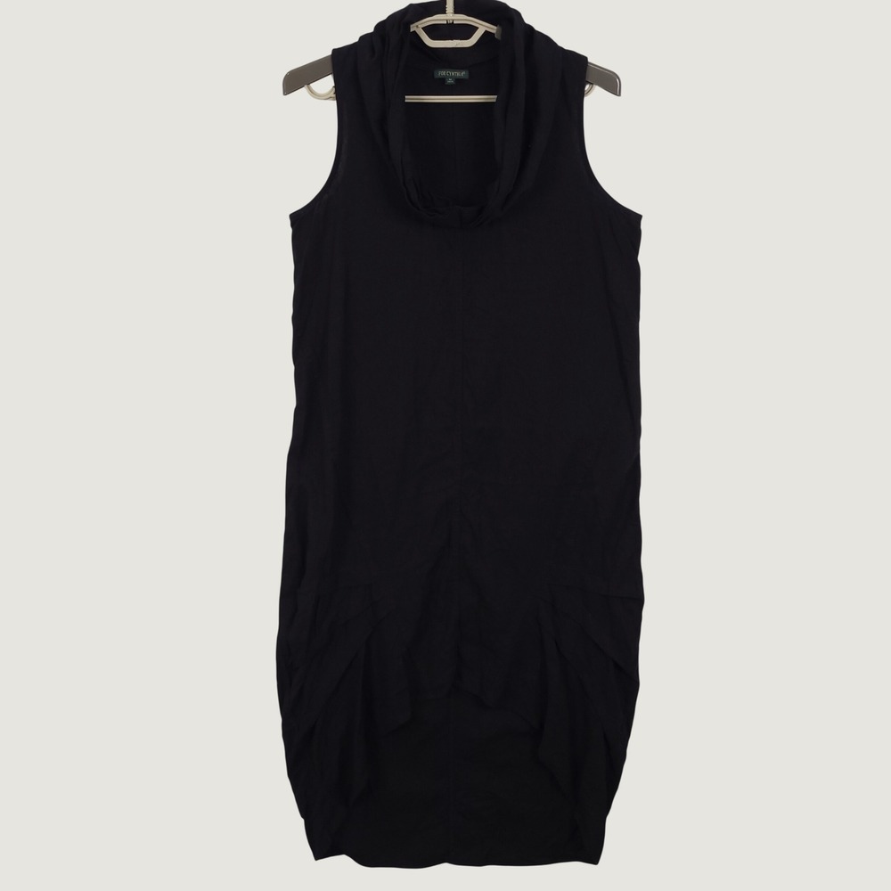 For Cynthia Linen Blend Dress Meduim Cowl Neck Hi-Low Lagenlook Minimalist